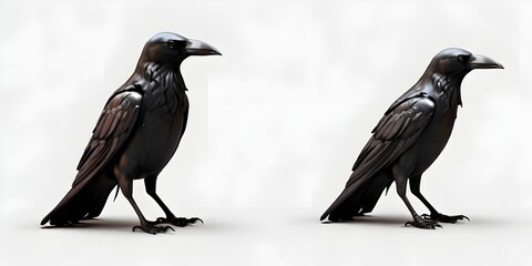 crow on a white background urban jackdaws isolated against white background
