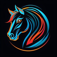 abstract Flat Vector Horse Logo Design