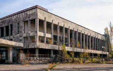 old abandoned hotel in the empty city of Chernobyl without people