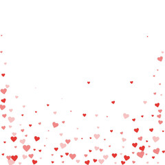 Red hearts scattered on white background.