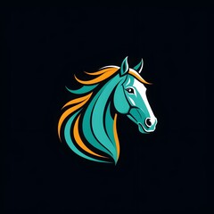 Obraz na płótnie Canvas Flat Vector Horse Logo Design