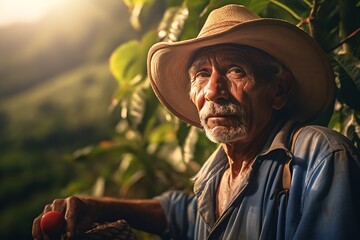 the community spirit in Colombian coffee plantations, where local farmers work together during the coffee harvest season. - obrazy, fototapety, plakaty