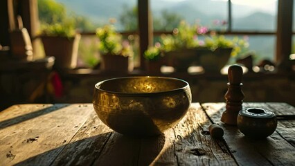 The gentle hum of a singing bowl, calming the mind and promoting a sense of stillness.