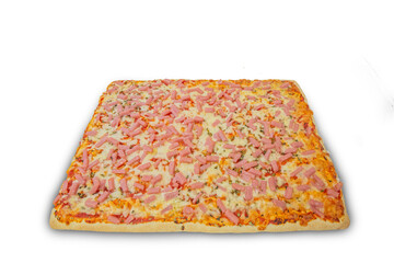 pizza, food, cheese, isolated, italian, mozzarella, tomato, dinner, meal, snack, crust, baked, white, pepper, pepperoni, ham, tasty, salami, lunch, delicious, dough, meat, fast food, slice, italy