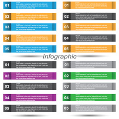 Collection infographics with steps and options, banner  for  business design and website template.