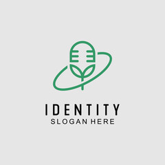 podcast leaf logo design vector