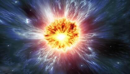 Supernova, massive star explosion. Space background, 3D illustration