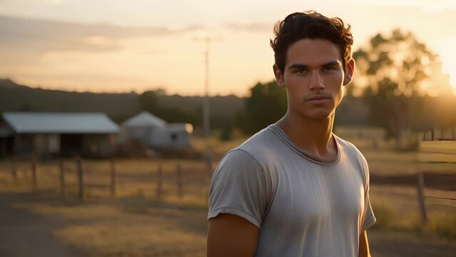 Indigenous Australian young man, starkly solitary in backdrop of rural setting, exhibits signs of stress born of isolation. disposition reflects chronic loneliness, causing stress and elevating