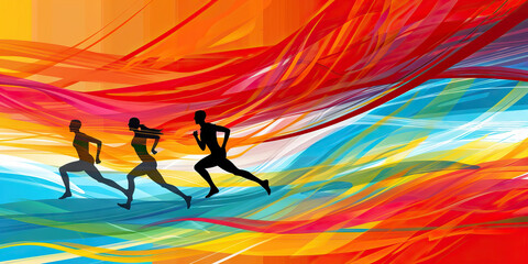 Olympic Spirit: A Dynamic Display of Athletes Competing in the Spirit of the Games, Showcasing Unity, Friendship, and Excellence in Athletic Endeavors