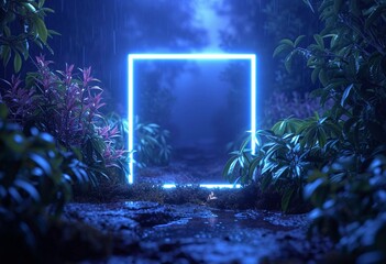 Neon Jungle: A Blue Box in the Rain Generative AI