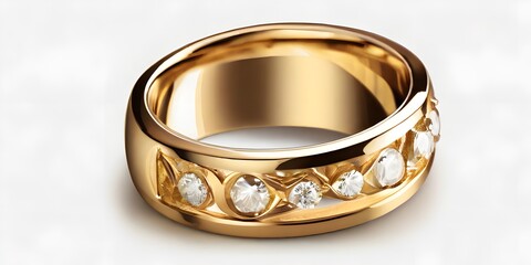 gold wedding rings Jewelry gold ring on a white background close-up. Generated by artificial intelligence golden ring with diamonds generated by AI


