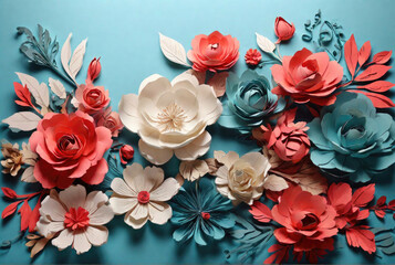 Flowers and butterflies made of paper
