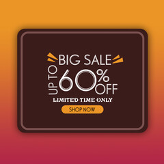 60%off,Special offer banner design, promotion, discount, shopping limited in time,vector illustration.