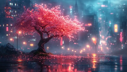 Pink Blossoms in the City: A Glimpse of Spring's Beauty Generative AI