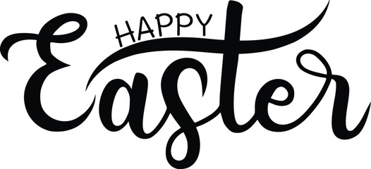 Happy Easter Hand drawn and brush pen lettering, isolated on white. ZIP file contains EPS, JPEG and PNG formats - obrazy, fototapety, plakaty