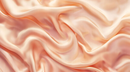 Fototapeta premium Beautiful background luxury cloth, soft silk with drapery and wavy folds of peach fuzz smooth color.