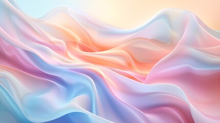 Obraz premium Beautiful abstract desktop background with smooth waves in light blue and pastel pink, peach, orange tones.