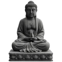Stone Buddha Statue  Isolated On White Background, Illustrations Images