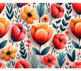 Flower Power: A Vibrant and Colorful Flower Pattern for Your Monthly Wall Calendar Generative AI