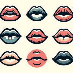 Abstract Digital Art Illustration of Stylized Lips in a Contemporary Design