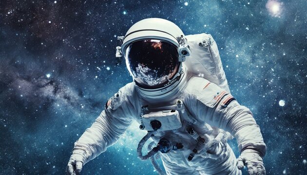 Astronaut floating in Space - Spaceman performing a Space Walk 