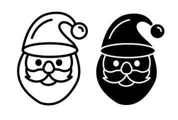 Father Christmas Face Vector Icon Set. Noel Santa Beard Vector Symbol for UI Design.