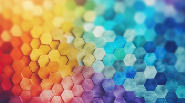 rainbow hexagon abstract background. Digital concept, illustration painting.