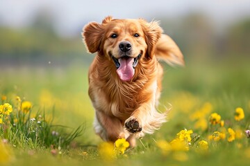 Golden Retriever Smiling in the Sun: A Catchy and Optimized Adobe Stock Title Generative AI