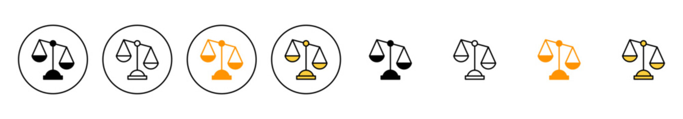 Scales icon set vector. Law scale icon. Justice sign and symbol