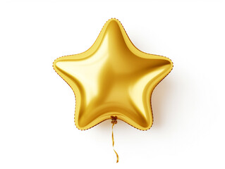 Gold star balloon on white background