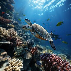 Obraz premium Underwater Fantasy world Beauty of creatures, Underwater Beauty, Fantasy World 
