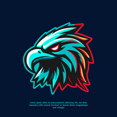 eagle head e-sport logo vector illustration