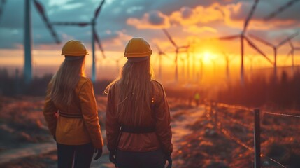 Engineers designing models of turbines