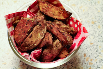 Seasoned Roasted Potato Wedges. Spicy Potato Wedges