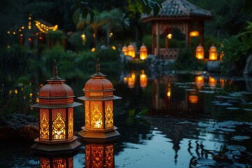 Fototapeta premium ornate lanterns with intricate designs