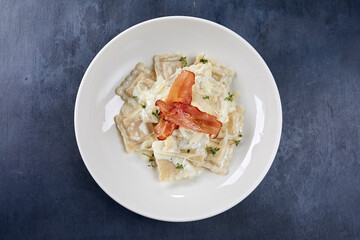ravioli with mushrooms and parmesan