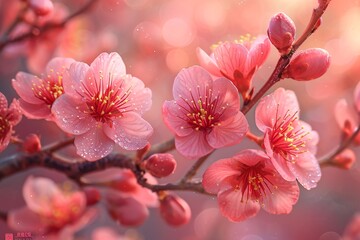 Blooming Blossoms in Pink: A Celebration of Spring's Vibrant Colors Generative AI