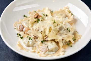 ravioli with mushrooms and parmesan