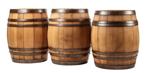 Wooden oak barrels cut out