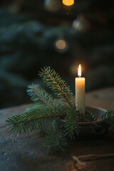 candle and spruce tree