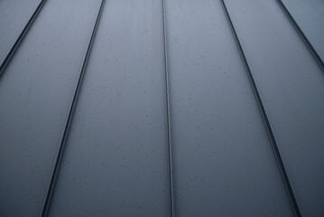 Gray Seam Metal Roof With Drops close up