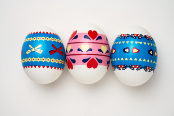 Colorful Easter eggs on a white background