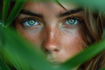 Close-up natural portrait of a young woman model