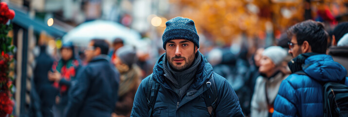 A lot of people are walking down the street.