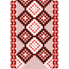 Embroidered cross-stitch ethnic fabric Geometric ornament ethnic pattern design. Use for fabric, textile, interior decoration elements, upholstery, and wrapping.