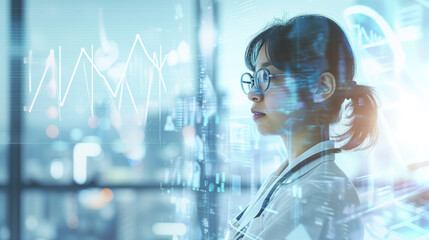 female doctor checking data
