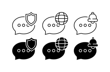 Speech bubble icon set. Linear and silhouette style. Vector icons