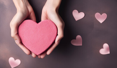 Obraz premium illustration_closeup hands holding red box heart decoration_38