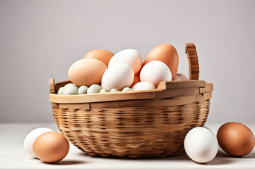 Close up view photo raw chicken eggs full frame background