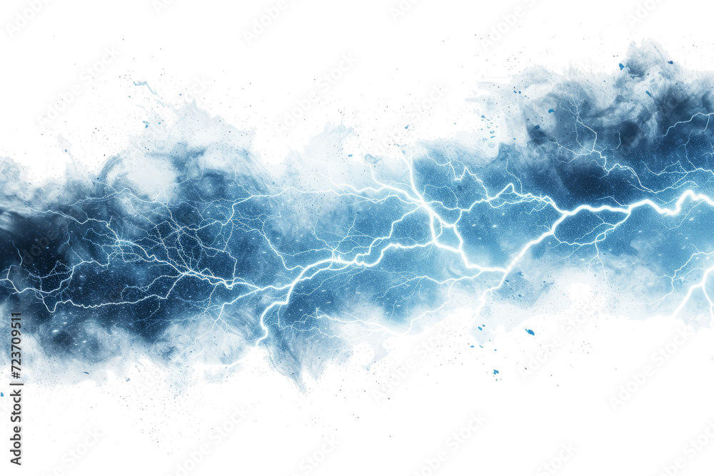 Canvas Prints Lightning, electric thunderbolt strike of blue color during night storm, impact, crack, magical energy flash